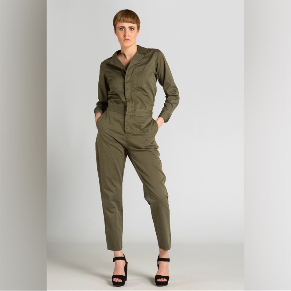 Current/Elliott The Vintage Mechanic Jumpsuit in Olive Army Green Size 6 7 8